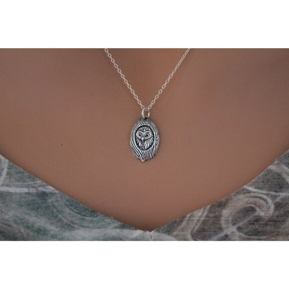 Sterling Silver Owl in a Tree Charm Necklace - Picture 2 of 2